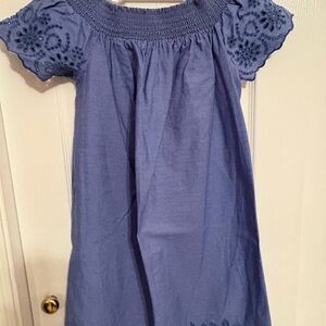 Blue Kids Dress with Embroidered Sleeves
